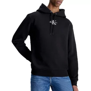 Calvin Klein Jeans Męska bluza z kapturem Monologo, Czarny, XS - Bluzy męskie - miniaturka - grafika 1