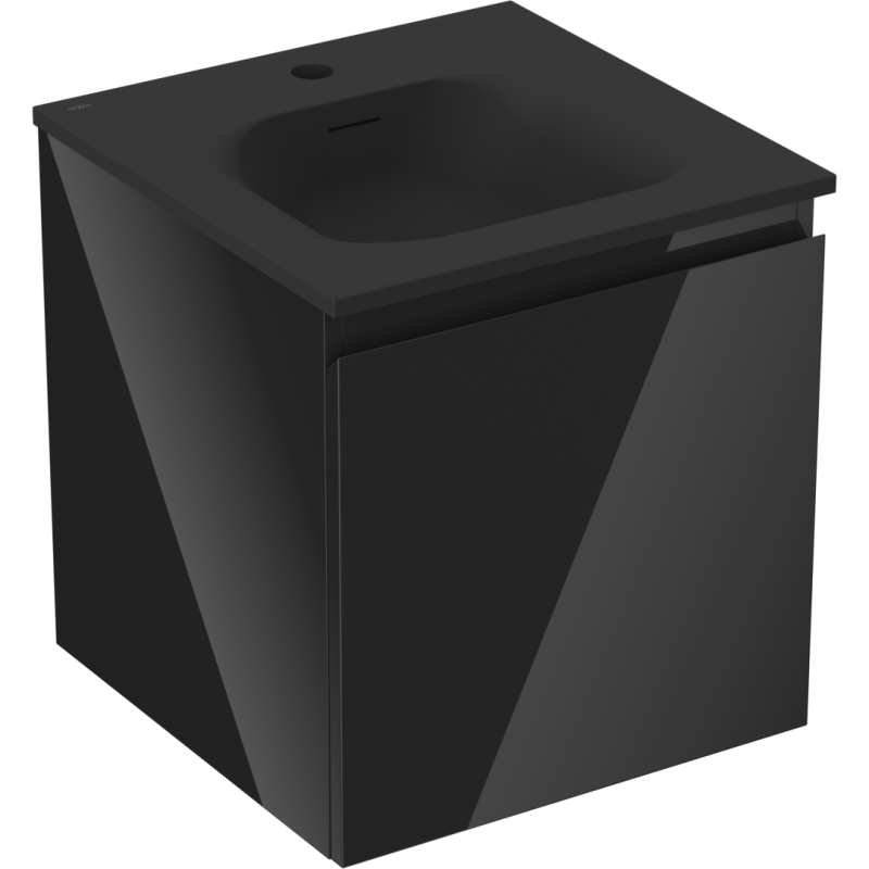 Mexen Orio szafka łazienkowa 45 cm z umywalką Vela, 1 szuflada, czarna połysk/czarna mat - 91A10-04547-1-BF70-W23M71