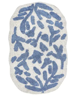 BELIANI Dywanik łazienkowy beżowy bawełniany 60 x 90 cm nieregularny kształtReplika acyjny wzór mata łazienkowa nowoczesny design - Dywaniki łazienkowe - miniaturka - grafika 1