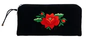 Kosmetyczki, organizery i kuferki - Etui na okulary, kosmetyczka, folk haft łowicki, czerwona róża (czarne) - miniaturka - grafika 1