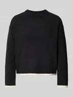 Swetry damskie - Sweter z dzianiny o kroju regular fit z brzegiem w kontrastowym kolorze model ‘SHADOW’ - miniaturka - grafika 1
