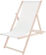 Leżaki ogrodowe - Leżak ogrodowy, drewniany z 3-stopniową regulacją, plażowy, balkonowy, biały UNIWERSALNY - miniaturka - grafika 1