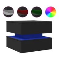 Ławy i stoliki kawowe - vidaXL Stolik kawowy z oświetleniem LED czarny 50x50x40 cm - miniaturka - grafika 1