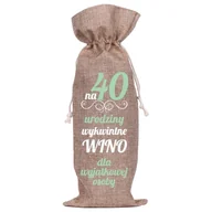 Ozdoby bożonarodzeniowe - Worek Na Butelkę Lniany - 40 Urodziny (04) - miniaturka - grafika 1