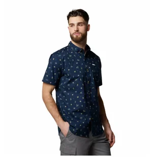 Koszula męska Columbia Rapid Rivers™ Printed Short Sleeve Shirt Rozmiar: XL / Kolor: ciemnoniebieski - Koszulki sportowe męskie - miniaturka - grafika 1