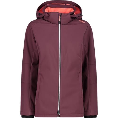 CMP damska kurtka Softshell z odpinanym kapturem, Burgundy, 42