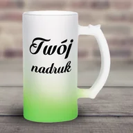 Kieliszki - Kufel z mrożonego szkła z zielonym dnem z Twoim nadrukiem - miniaturka - grafika 1