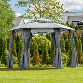 Pawilony ogrodowe - Pawilon ogrodowy okrągły 360 cm Gavi 2 grafitowy - miniaturka - grafika 1