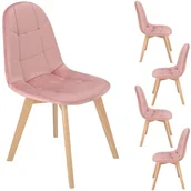Krzesła - Zestaw 4 sztuk, krzesło do jadalni, delikatny welur, 42x54x81 cm, różowe - miniaturka - grafika 1