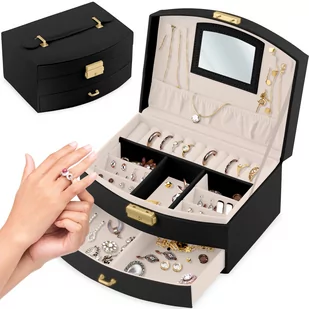 Szkatułka na biżuterię, pudełko kuferek organizer czarny Massido - Pudełka i szkatułki - miniaturka - grafika 1
