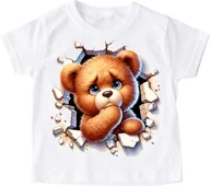 Koszulki dla dziewczynek - Koszulka dla dziecka z misiem wychodzącym z koszulki - wzór misiek702 - miniaturka - grafika 1