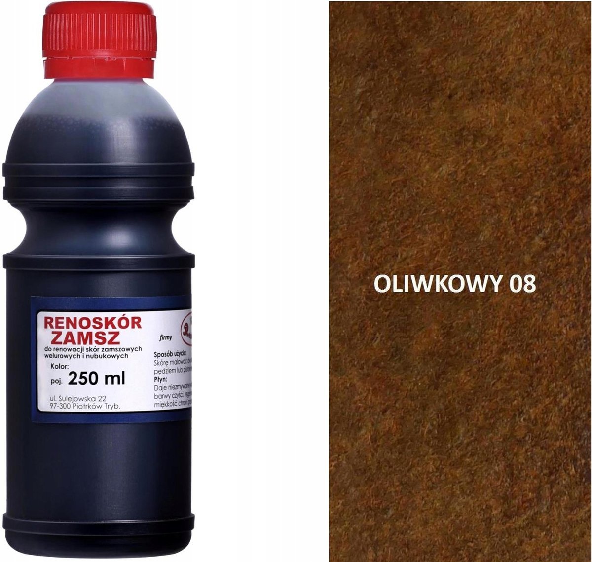 KHAKI OLIWKOWY 08 FARBA RENOSKÓR 250ml WILBRA DO SKÓRY ZAMSZU NUBUKU LAKIER