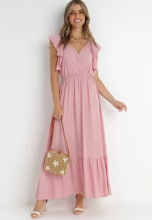 Różowa Sukienka z Wiskozy Aserus - Sukienki - miniaturka - grafika 1