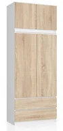 Szafy - Klasyczna szafa z nadstawką biały + dąb sonoma P9-E83 - miniaturka - grafika 1