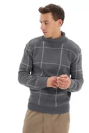Swetry męskie - Trendyol Męska bluza z golfem, slim sweter, antracytowa, M, Antracyt, M - miniaturka - grafika 1