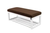 Ławki do przedpokoju - Ławka na buty LPG-4 50cm EMRAWOOD drewno lite kolor biały siedzisko gładkie kolor brązowy - miniaturka - grafika 1