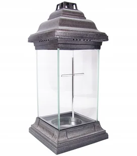 Szklany Lampion Kapliczka Skromny Znicz Z Krzyżem - Lampiony i znicze - miniaturka - grafika 1
