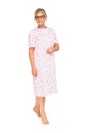 Bielizna nocna - KOSZULA NOCNA DAMSKA M KRÓTKI RĘKAW BAWEŁNIANA ROZPINANA RÓŻOWA KWIATY - miniaturka - grafika 1