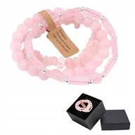 Bransolety męskie - Zestaw 3 x Bransoletka Męska 5-8 mm Kamień Kwarc Różowy Rose Pink Quartz - miniaturka - grafika 1