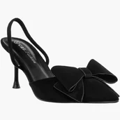 Czółenka - Szpilki Damskie Eleganckie Buty Na Obcasie z kokardą Czarne Czarny 37 - miniaturka - grafika 1