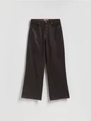 Spodnie damskie - Reserved - Woskowane jeansy wide leg - mahoniowy - miniaturka - grafika 1