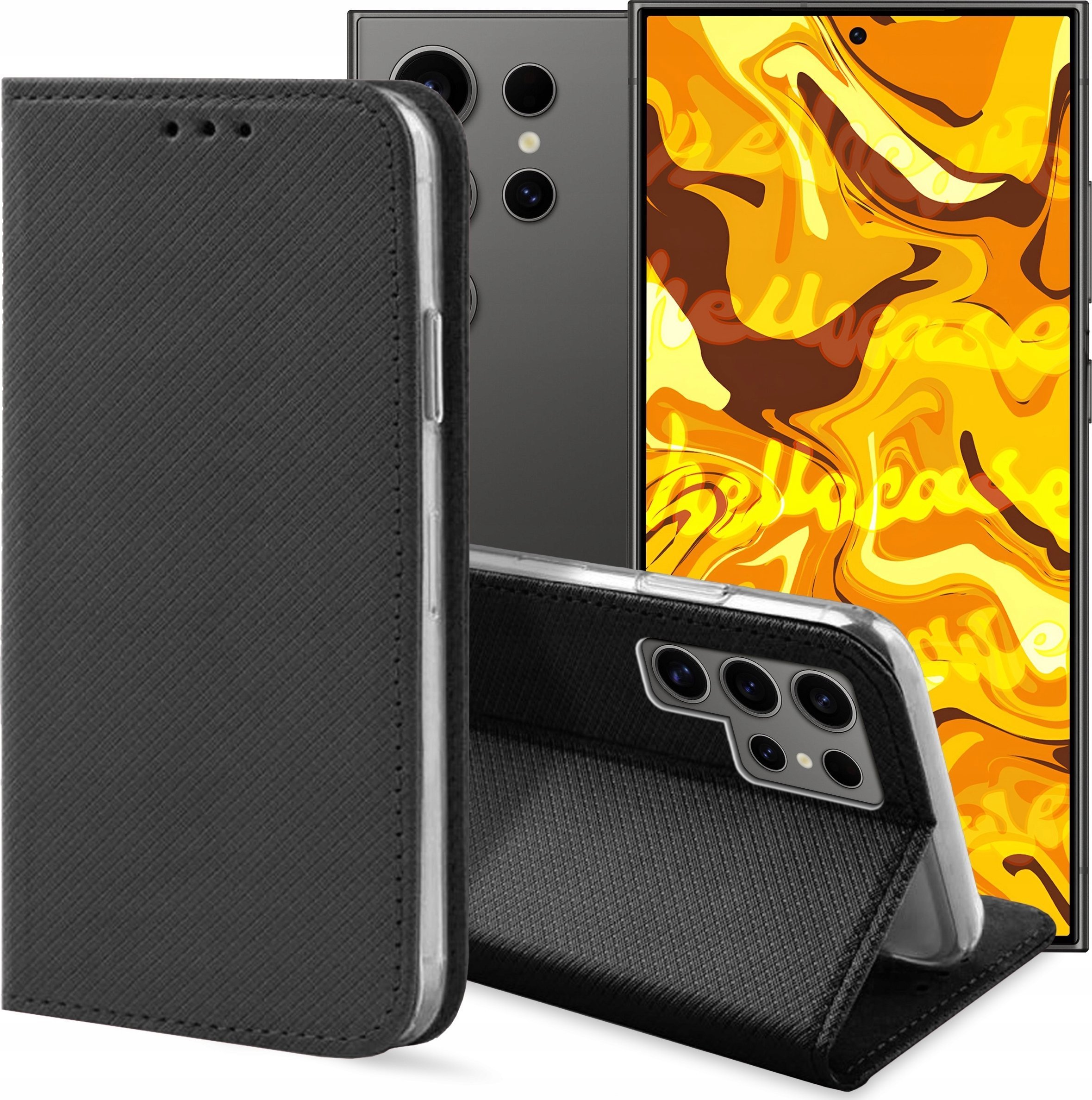 Hello Case ETUI Z KLAPKĄ DO SAMSUNG GALAXY S24 ULTRA CZARNE ZAMYKANE MAGNETYCZNE FLIP
