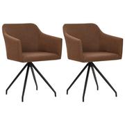Krzesła - vidaXL Krzesła do jadalni, 2 szt., obrotowe, brązowe, materiałowe - miniaturka - grafika 1