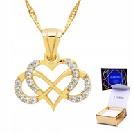 Naszyjniki - Złoty Naszyjnik 925 Wieczna Miłość Love Serce Nieskończoność z Cyrkoniami - miniaturka - grafika 1