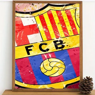 TEMU 1 szt. 11,81x15,75 cala zestaw do malowania diamentowego FC-Barcelona DIY, różne wzory okrągłe akcesoria do diamentów, bezramkowe obrazy - Rękodzieło - miniaturka - grafika 1