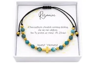 Bransoletki - Bransoletka różaniec Apatyt i hematytem ręcznie robiony, prezent Komunia, Bierzmowanie - miniaturka - grafika 1