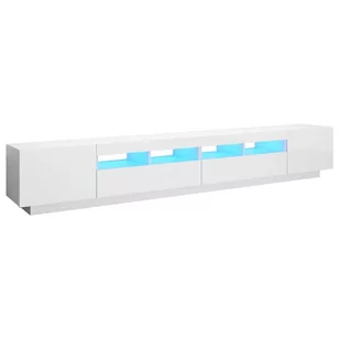 vidaXL Lumarko Szafka TV z oświetleniem LED, biała z połyskiem, 260x35x40 cm 3081921 - Szafki RTV - miniaturka - grafika 1