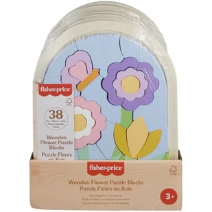 Puzzle drewniane FISHER PRICE Kwiaty dla dzieci HXT97 - Puzzle - miniaturka - grafika 1