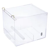 Klatki i wyposażenie dla ptaków - TIAKI akrylowy karmnik dla ptaków No-Mess - Rozmiar L (dł. x szer. x wys.): 20 x 25 x 20 cm - miniaturka - grafika 1