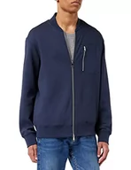 Bluzy męskie - Armani Exchange Męska bluza z długim rękawem, logo na lewej stronie, z przodu, niebieski, L - miniaturka - grafika 1