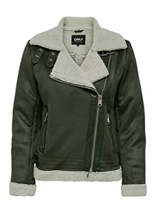 ONLY Onldiana Bonded Aviator Jacket Cc OTW kurtka damska, Forest Night/Detail:OATMEAL TEDDY, XS - Kurtki damskie - miniaturka - grafika 1