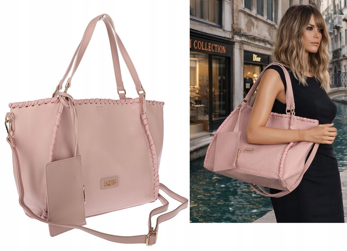 Torebka Damska A4 łódka Shopper Torba na Ramię Listonoszka CC6692 Różowa