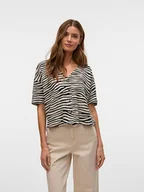 Koszulki i topy damskie - Vero Moda Koszulka w kolorze czarno-beżowym - miniaturka - grafika 1