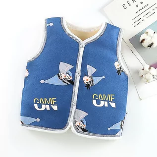 Bluzki dla niemowląt - Slowmoose Kardigan bez rękawów, chłodna kurtka - Futrzana kamizelka tkanina zimowa Niebieski 4T - grafika 1