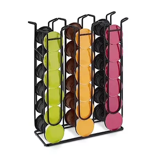 Relaxdays Uchwyt na kapsułki kompatybilny z Dolce Gusto, 36 kapsułek, metalowy stojak na kapsułki, wys. x szer. x gł.: 32,5 x 26,5 x 9,5 cm, czarny - Akcesoria i części do ekspresów do kawy - miniaturka - grafika 1