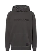 Swetry męskie - Tommy Jeans Męski sweter z kapturem Mężczyźni Bawełna szary jednolity, S - miniaturka - grafika 1