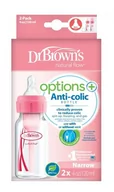 Butelki dla niemowląt - Dr Browns HANDI-CRAFT butelka antykolkowa standardowa OPTIONS wąska szyjka 2 x 120 ml różowa - miniaturka - grafika 1