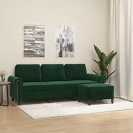 Sofy i kanapy - Lumarko 3-osobowa sofa z podnóżkiem, ciemnozielony, 180 cm, aksamit - miniaturka - grafika 1