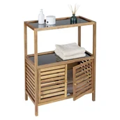 Szafki łazienkowe - Czarno-naturalna niska szafka łazienkowa z litego drewna akacjowego 67,5x86 cm Fondi – Wenko - miniaturka - grafika 1