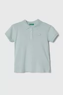 Koszulki dla dziewczynek - United Colors of Benetton polo dziecięce kolor niebieski z kołnierzykiem - miniaturka - grafika 1