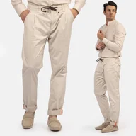 Spodnie męskie - Spodnie Męskie Pepe Jeans Relaxed Proste Cienkie Bawełniane Beżowe Beżowy 31 - miniaturka - grafika 1