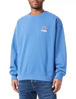 Bluzy męskie - Wrangler Męska bluza z logo Crew, federal blue, M - grafika 1
