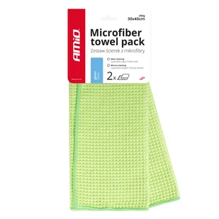 Ściereczka mikrofibra waflowa do szyb okien luster 40x30 cm 2 szt. amio-03734 - Akcesoria do mycia samochodu - miniaturka - grafika 1
