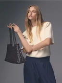 Torebki damskie - Reserved - Pleciona torebka shopper - ciemnobrązowy - miniaturka - grafika 1