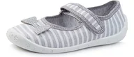 Buty dla dziewczynek - Ladeheid Kapcie dziecięce dla dziewczynek, z zapięciem na rzepy, oddychające kapcie dziecięce do szkoły, przedszkola i domu LARW007, Szaro-białe paski, 25 EU - miniaturka - grafika 1