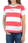 Koszulki i topy damskie - WRANGLER STRIPED HIGH RIB PARADISE PINK T-SHIRT DAMSKI - miniaturka - grafika 1